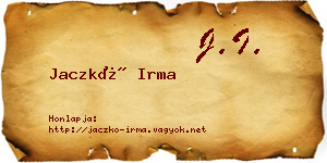 Jaczkó Irma névjegykártya