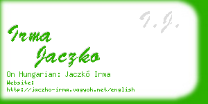 irma jaczko business card